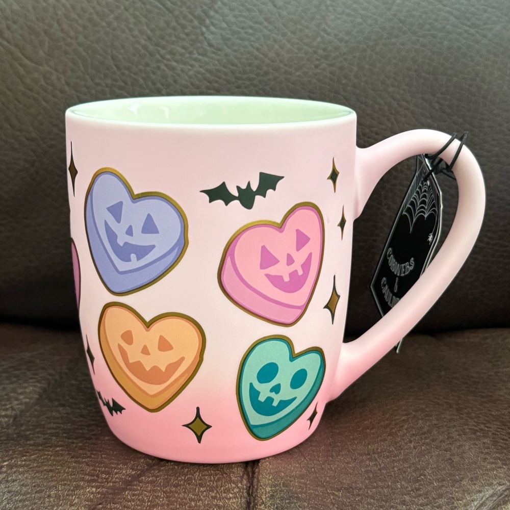 Candy Heart Jack O’ Lanterns Soft Touch Pink Halloween Mug